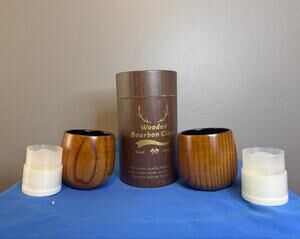 Charred Wooden Bourbon Drinking Glass - 12 oz. each . New